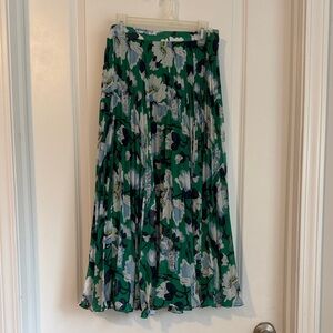 Maeve Green and Blue Floral A-Line Skirt